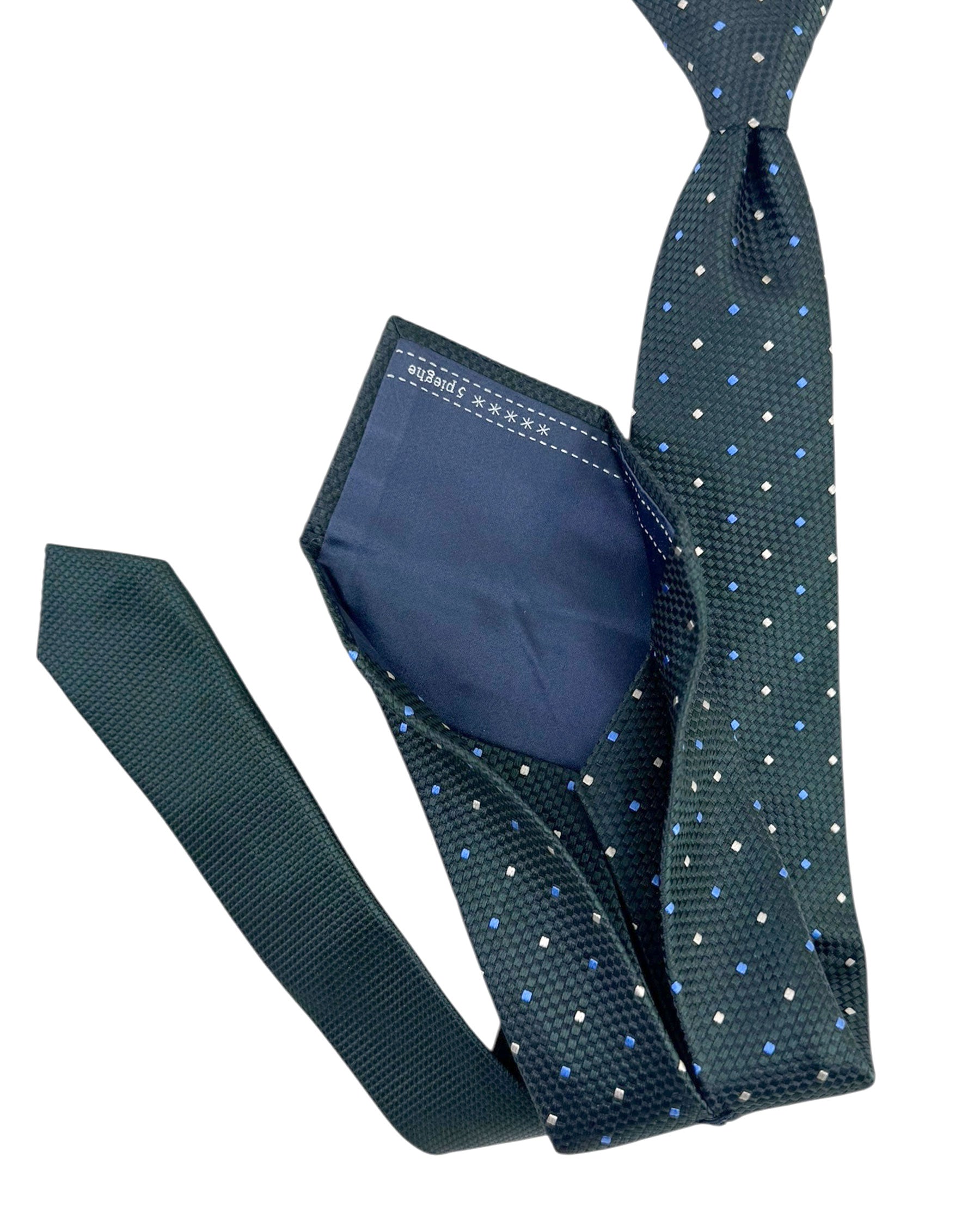 Ermenegildo Zegna Tie Sevenfold - Forest Green Square Dot Pattern