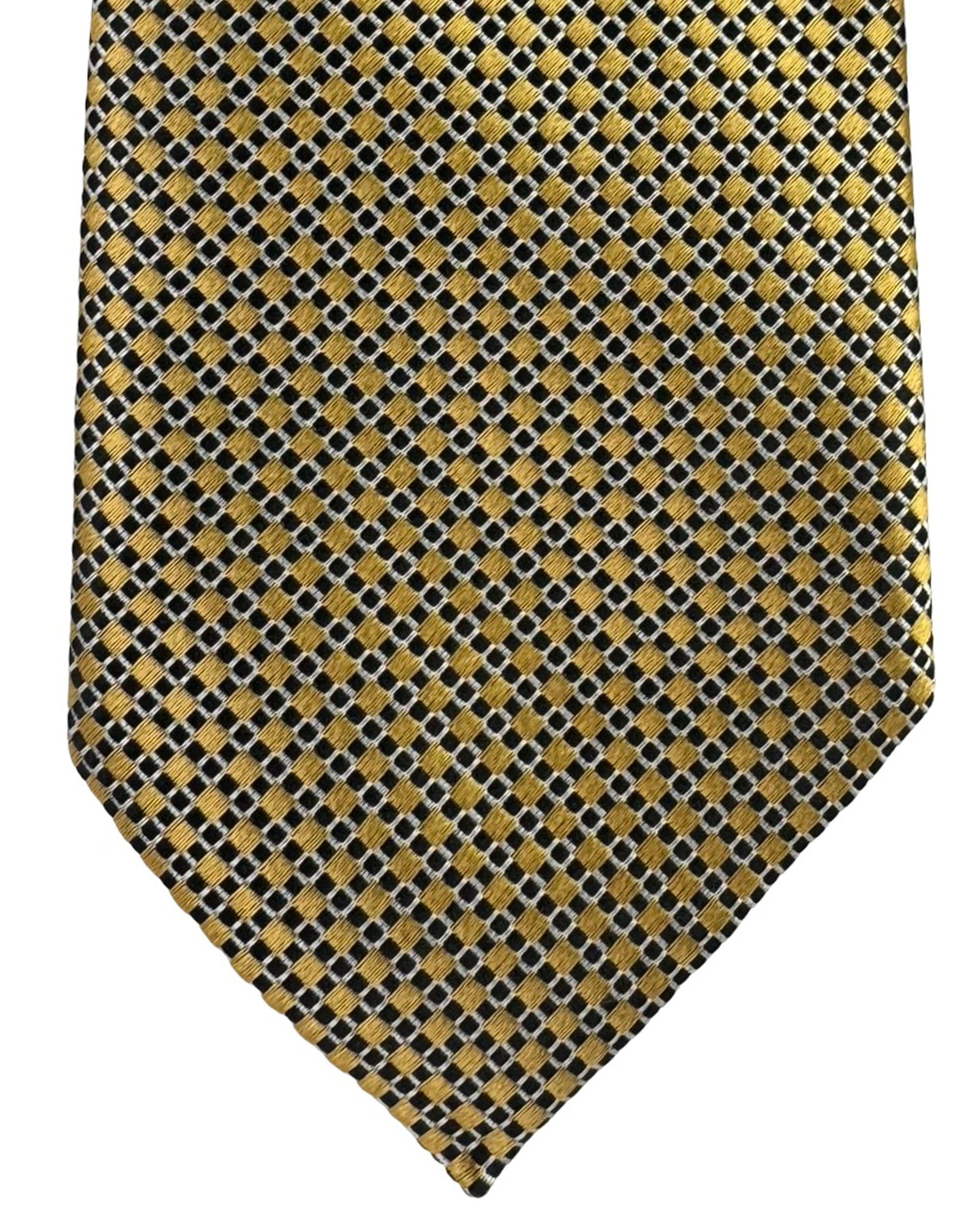 Ermenegildo Zegna Tie Olive Black Silver Geometric
