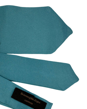 Ermenegildo Zegna Tie Petrol Blue Solid - XXX Couture - 2 Sided