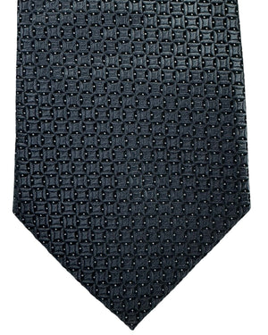 Ermenegildo Zegna Silk Tie Black Gray Silver Geometric
