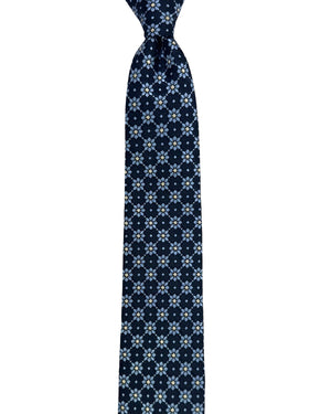 Ermenegildo Zegna Tie Sevenfold - Navy Blue Pattern Cinque Pieghe