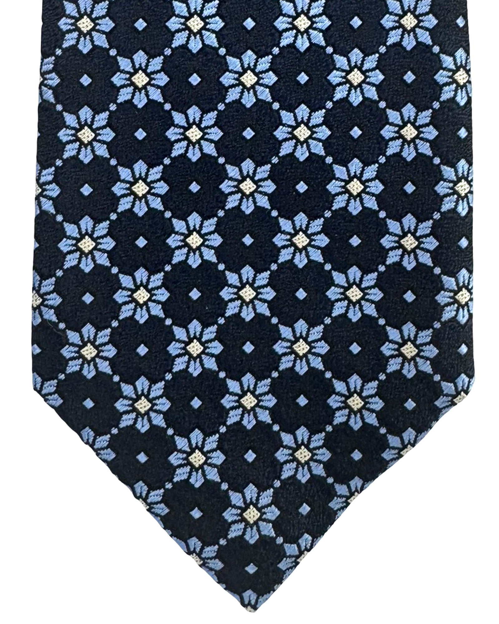 Ermenegildo Zegna Tie Sevenfold - Navy Blue Pattern Cinque Pieghe