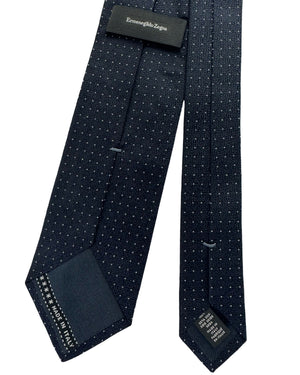 Ermenegildo Zegna Tie Dark Blue Silver Micro Dots