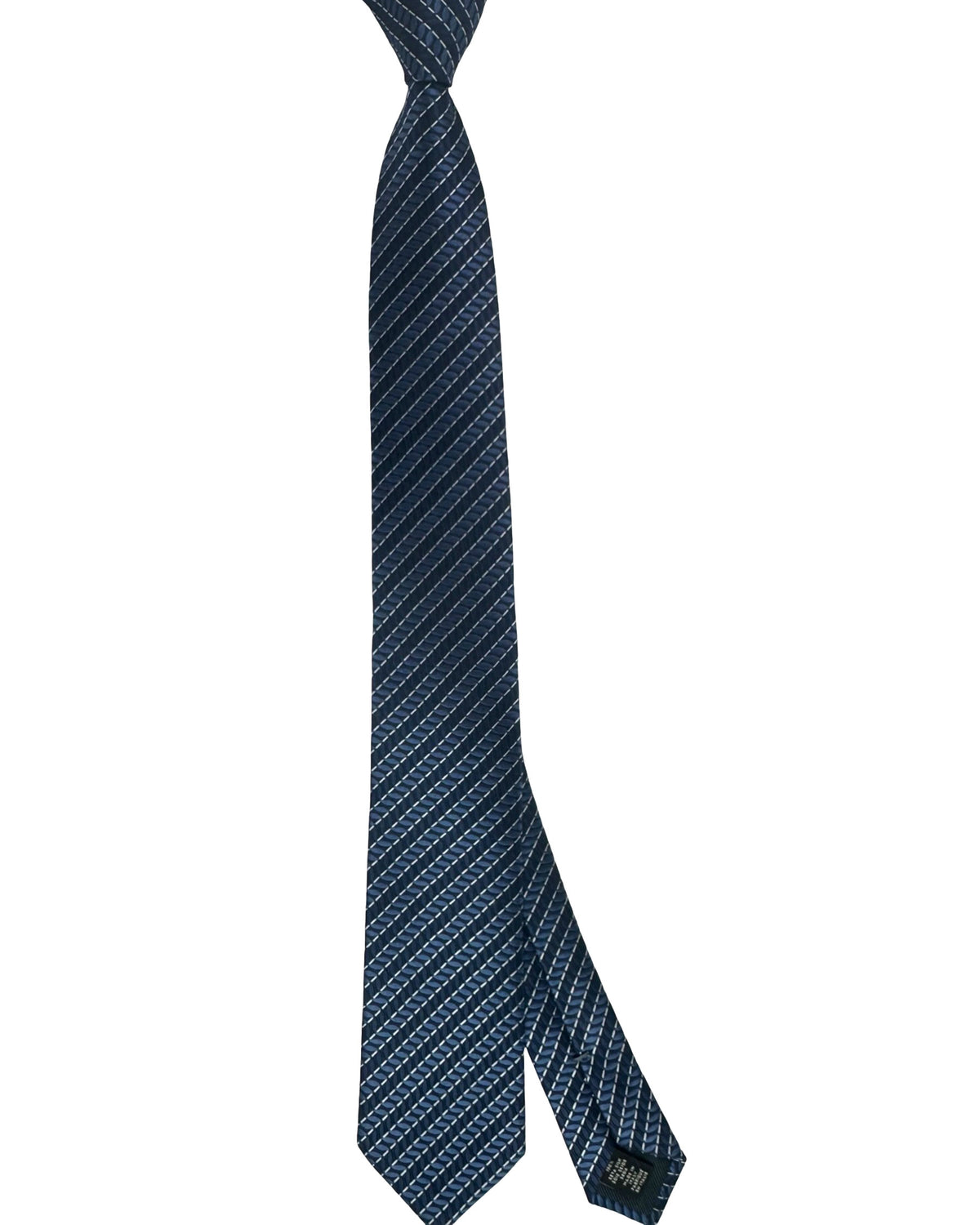 Zegna Silk Tie Midnight Blue Geometric Stripes - Narrow Cut