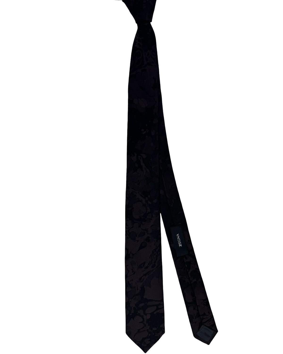 Z Zegna Tie Black Brown Floral Jacquard - Skinny Necktie