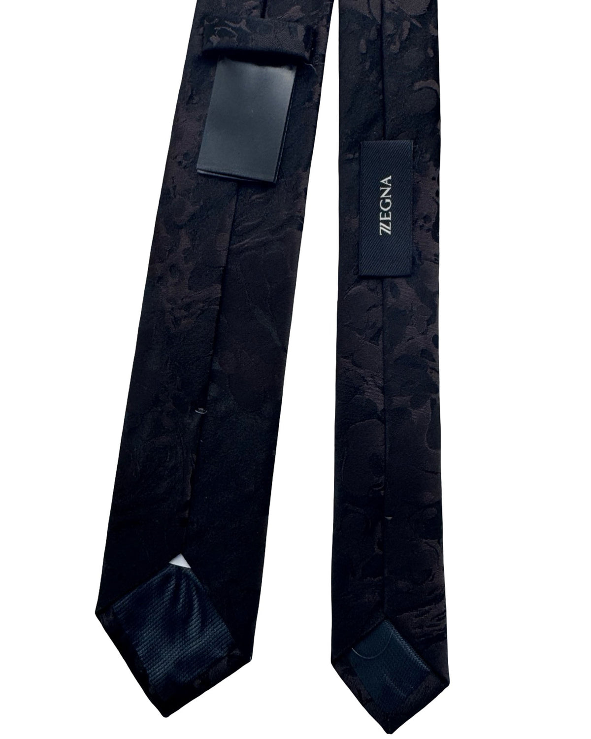 Z Zegna Tie Black And Brown Floral Jacquard - Narrow Necktie