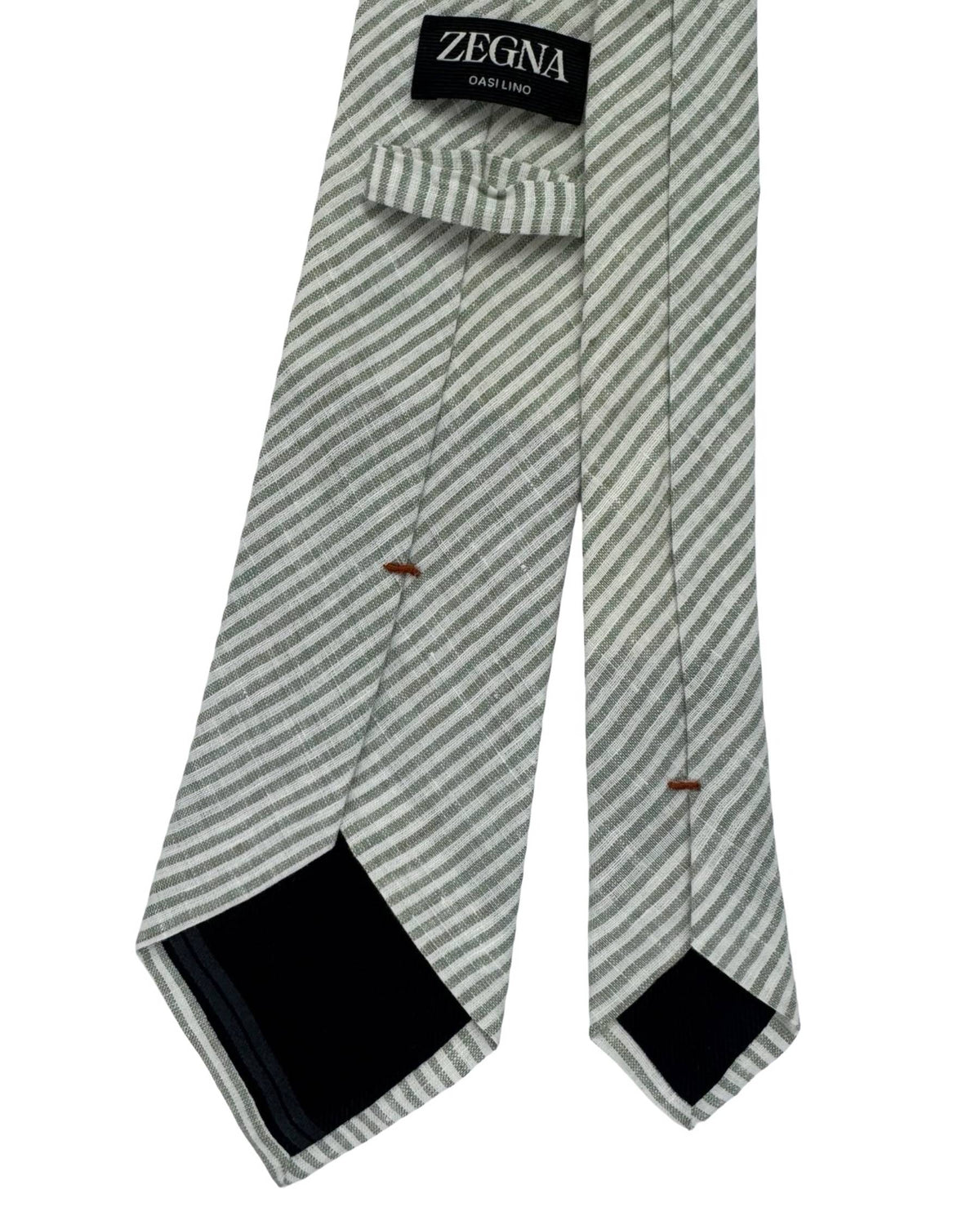 Ermenegildo Zegna Tie Sea-Grass Green White Stripes