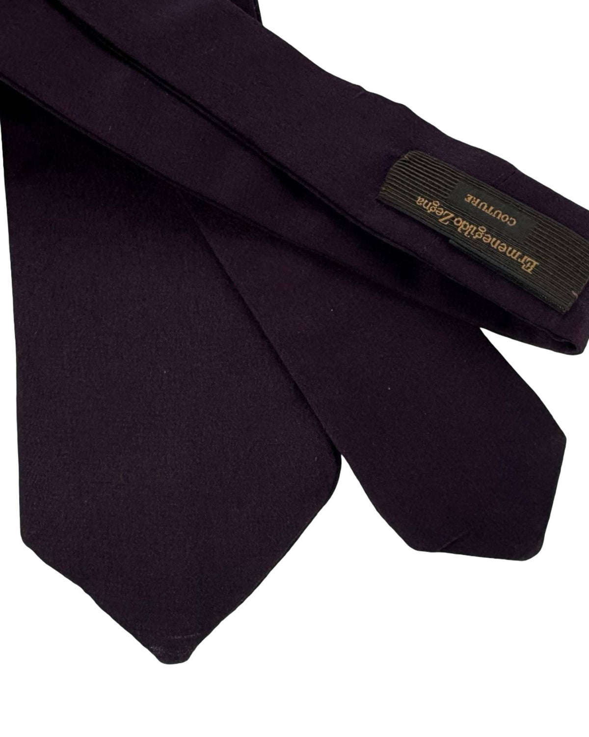 Ermenegildo Zegna Tie Dark Aubergine Solid - XXX Couture - 2 Sided