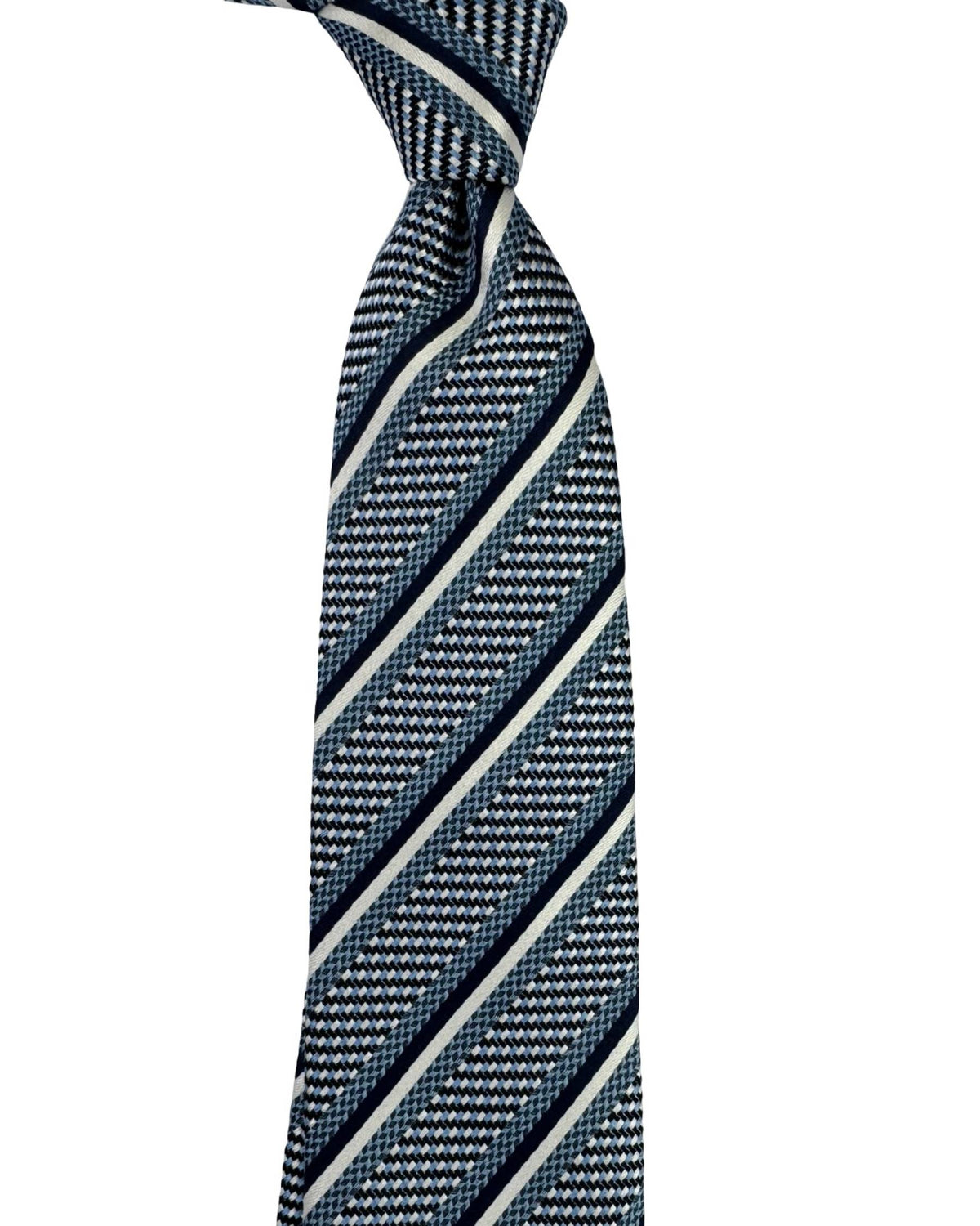 Ermenegildo Zegna Tie Blue White Navy Blue Stripes