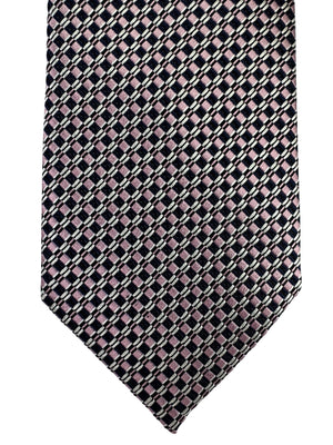 Ermenegildo Zegna Tie Dark Blue Pink Checkered Grid Pattern
