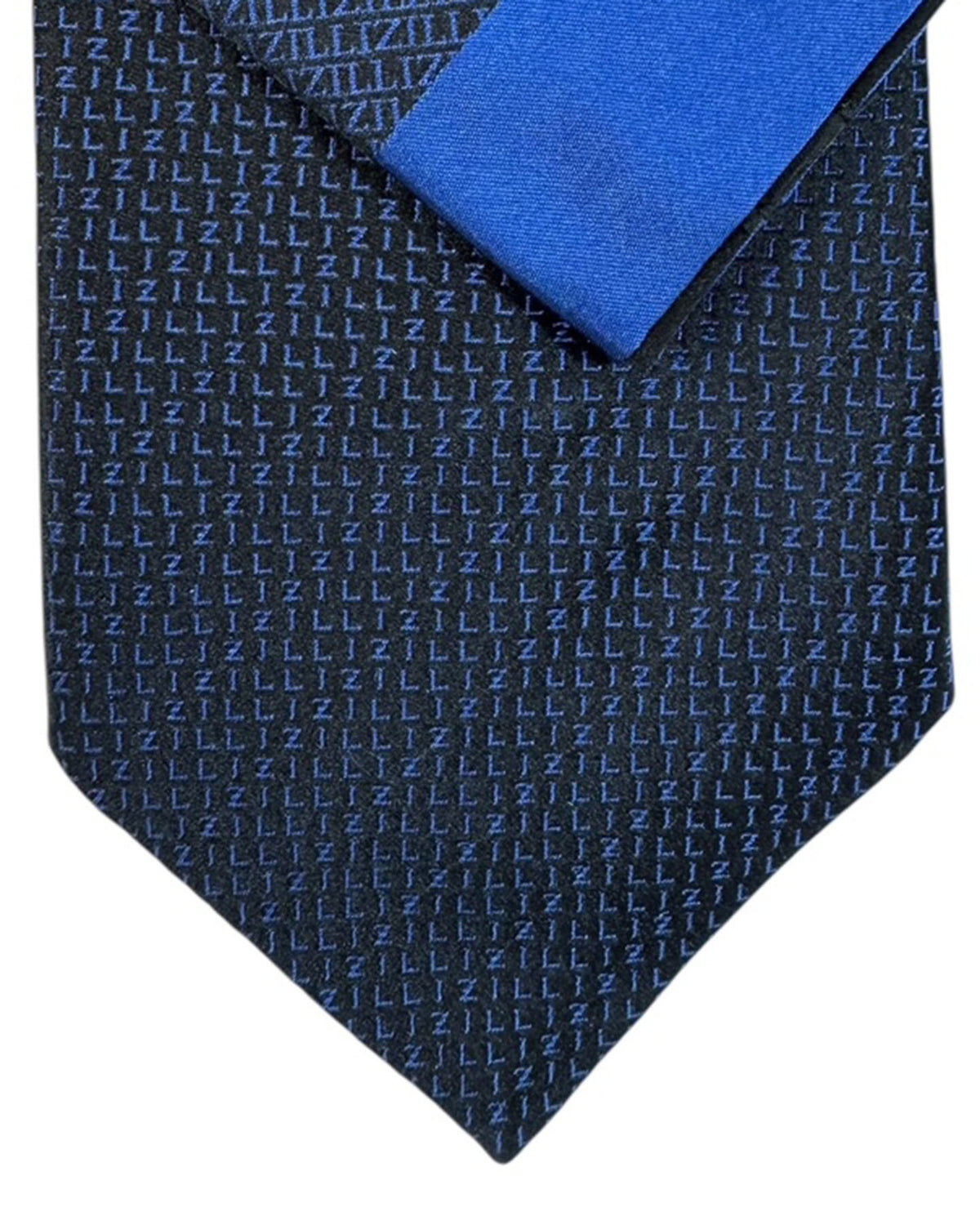 Zilli Silk Tie & Matching Pocket Square Set Royal Blue Logo SALE