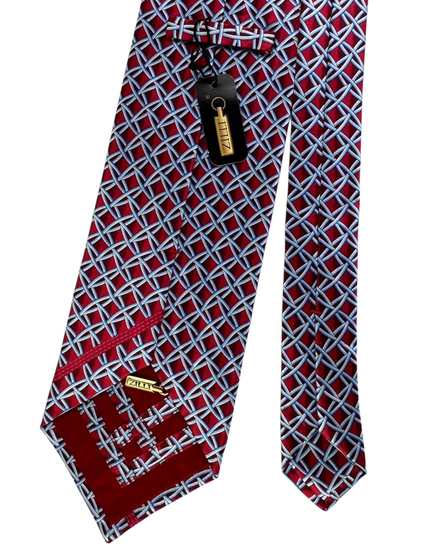 Zilli Silk Tie Red Bordeaux Gray Silver Blue FINAL SALE