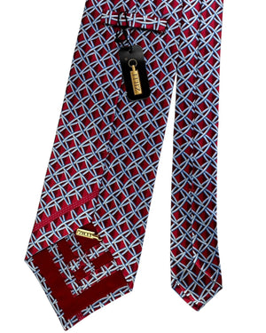 Zilli Silk Tie Red Bordeaux Gray Silver Blue FINAL SALE