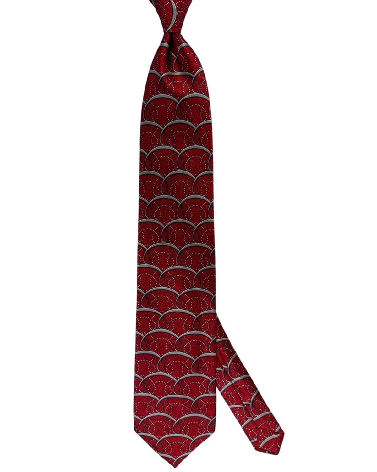 Zilli silk Tie Red Gray Swirly Pattern FINAL SALE