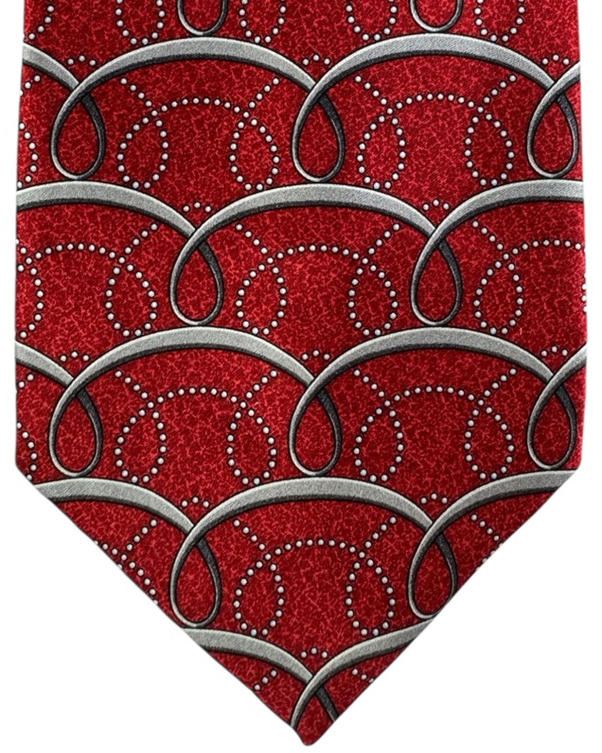 Zilli silk Tie Red Gray Swirly Pattern FINAL SALE