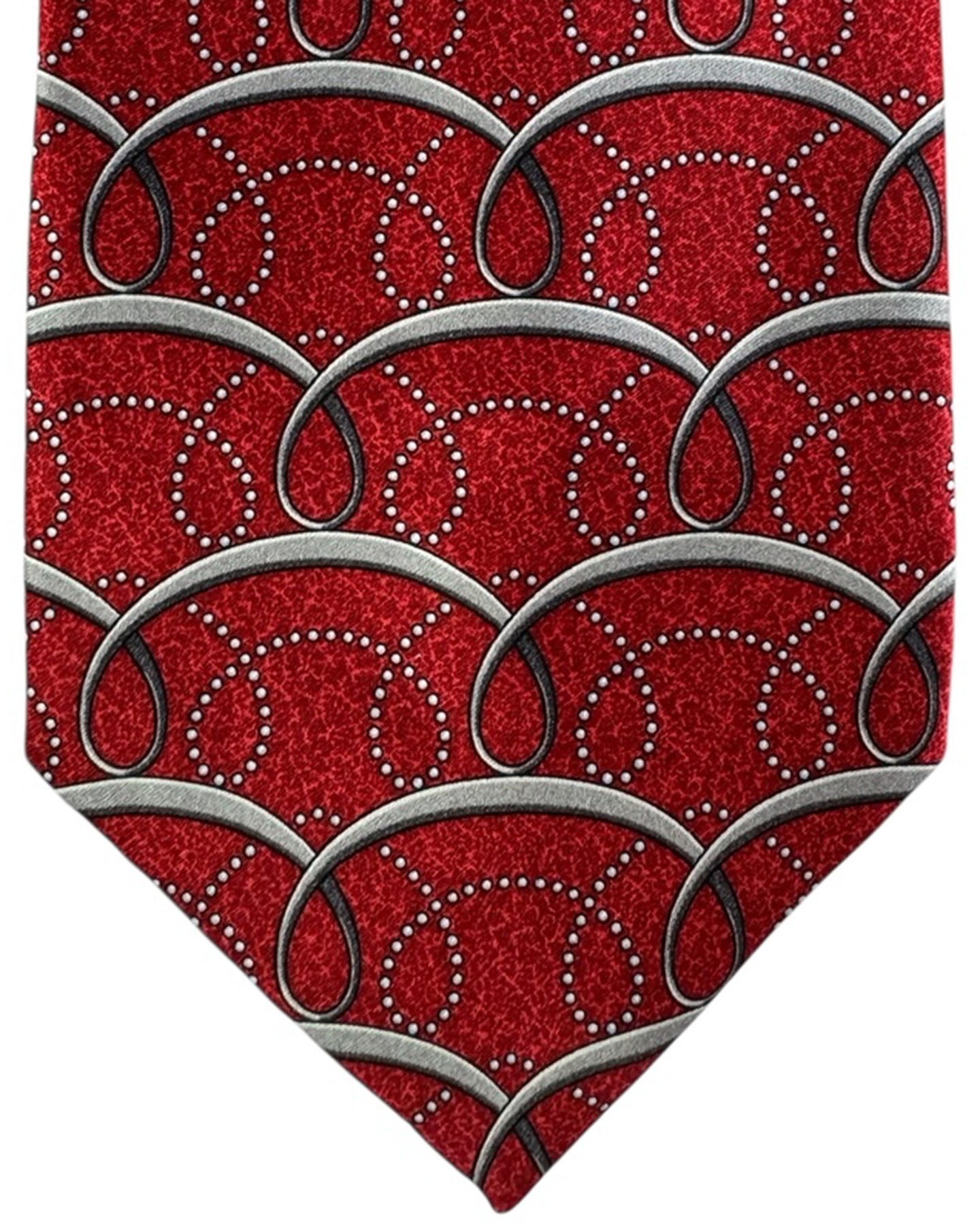 Zilli silk Tie Red Gray Swirly Pattern FINAL SALE