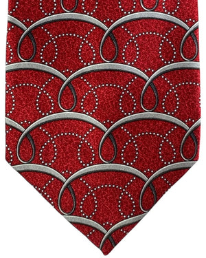 Zilli silk Tie Red Gray Swirly Pattern FINAL SALE
