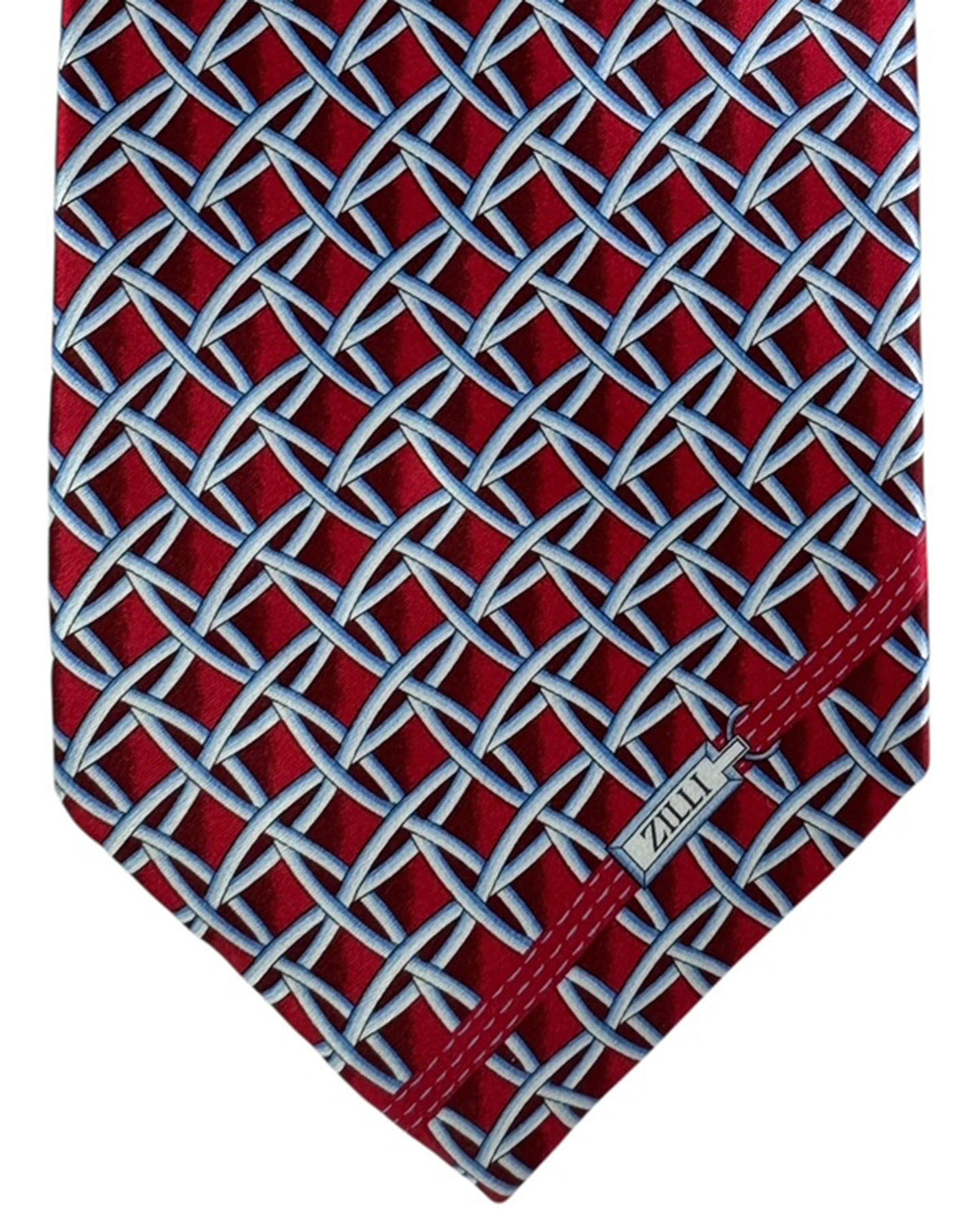 Zilli Silk Tie Red Bordeaux Gray Silver Blue FINAL SALE