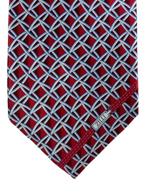 Zilli Silk Tie Red Bordeaux Gray Silver Blue FINAL SALE