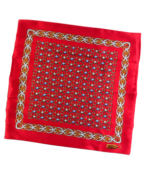 Zilli Silk Pocket Square Red Design BLACK FRIDAY SALE