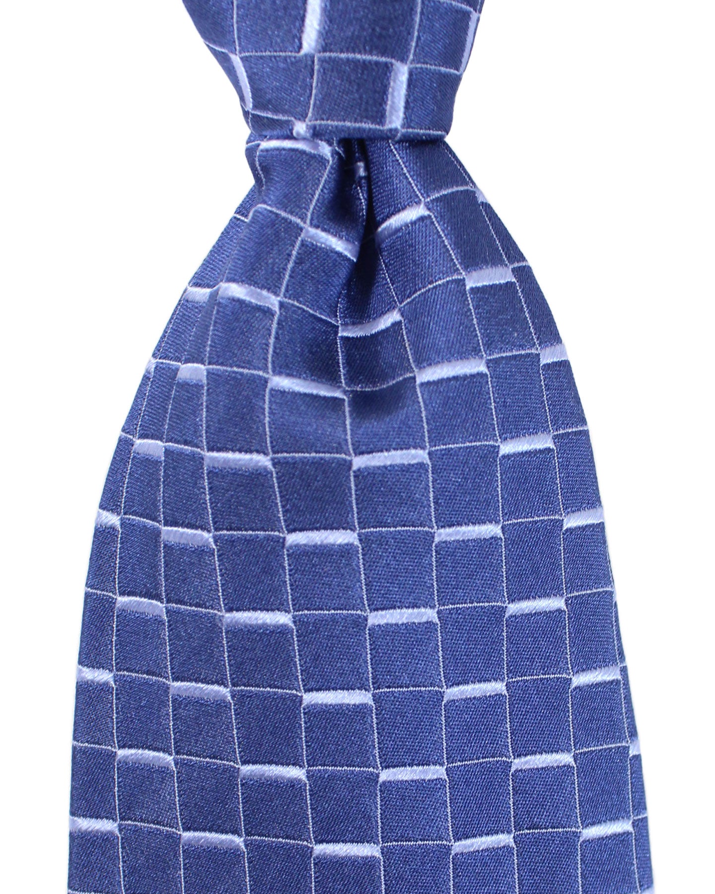 Zilli Extra Long Necktie Navy Blue Geometric - Hand Made In Italy