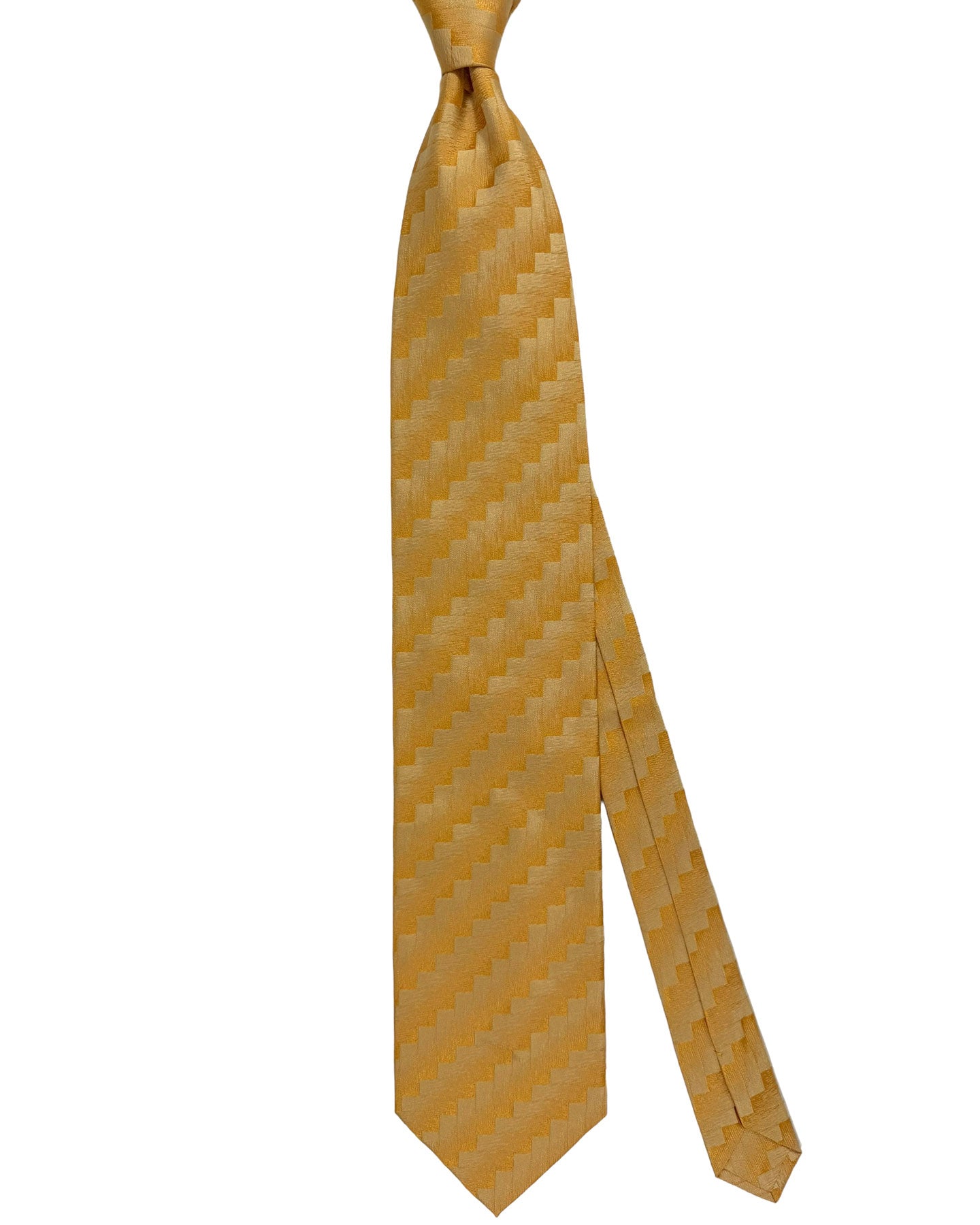 Zilli Silk Tie Orange Geometric Herringbone - Wide Necktie FINAL SALE