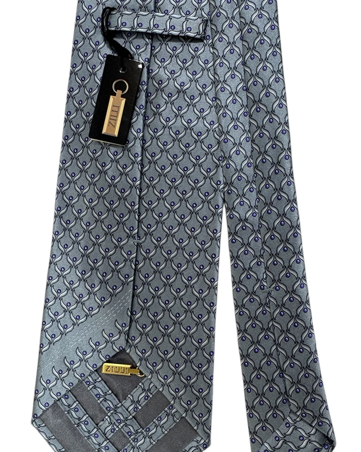 Zilli Tie Gray Lilac Design - Wide Necktie BLACK FRIDAY SALE