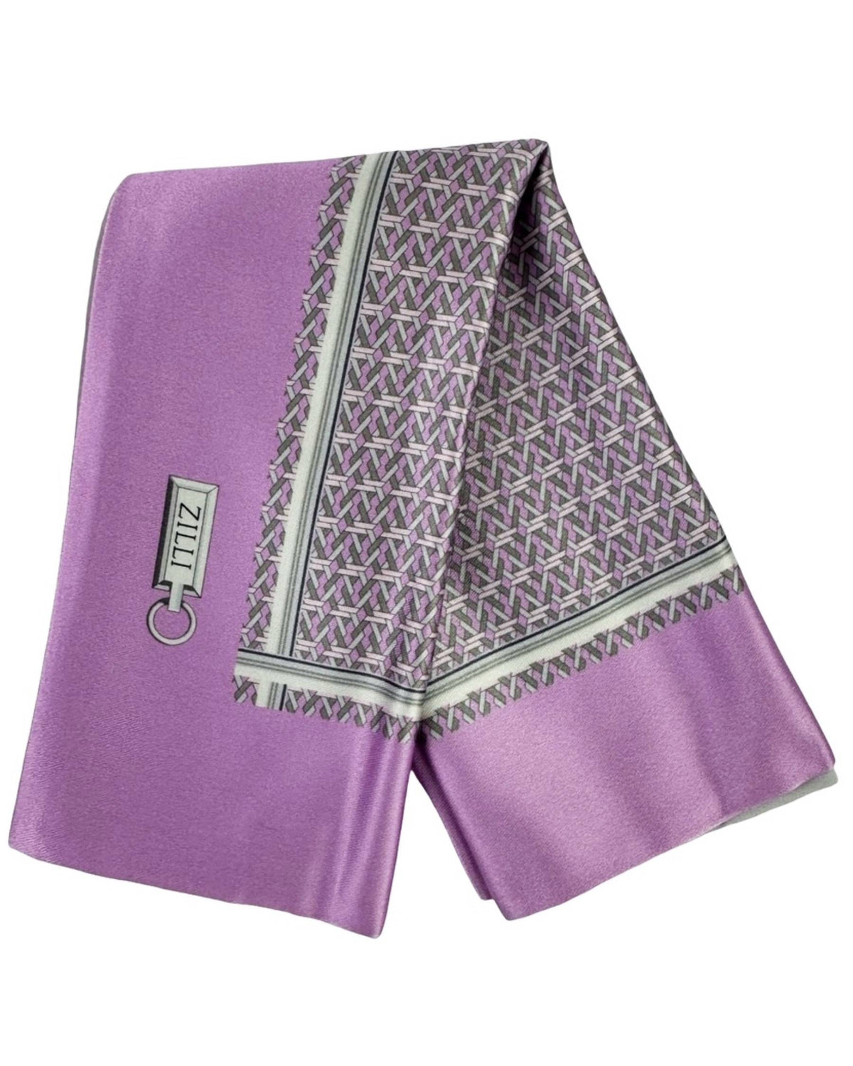 Zilli Pocket Square Pink Taupe Geometric Design