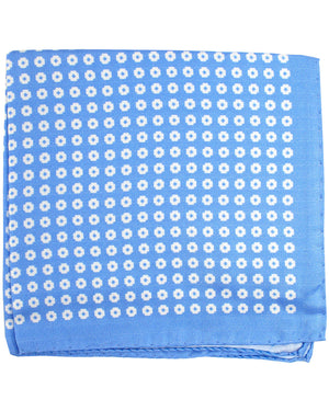 Luigi Borrelli Silk Pocket Square Blue White Geometric