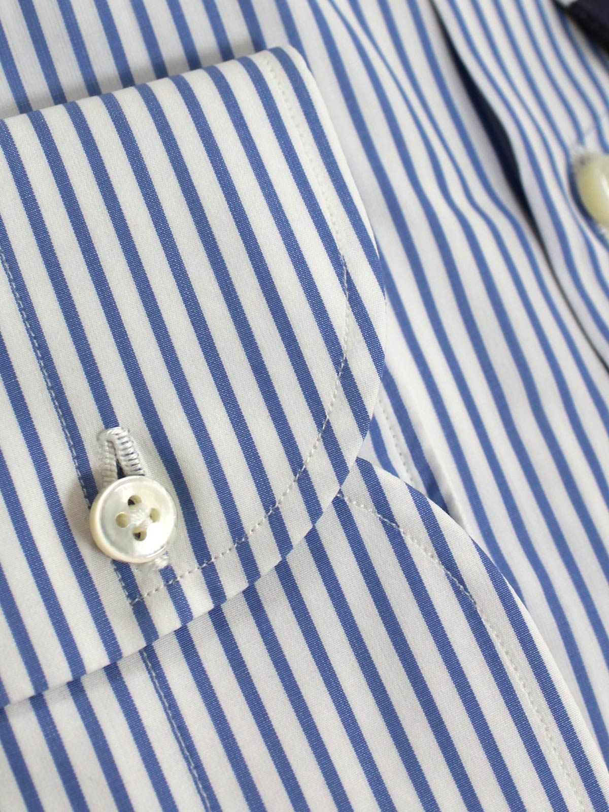 Luigi Borrelli Dress Shirt White Navy Stripes ROYAL COLLECTION