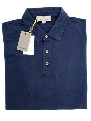 Canali Polo Shirt Navy Cotton Short Sleeve Polo Shirt 
