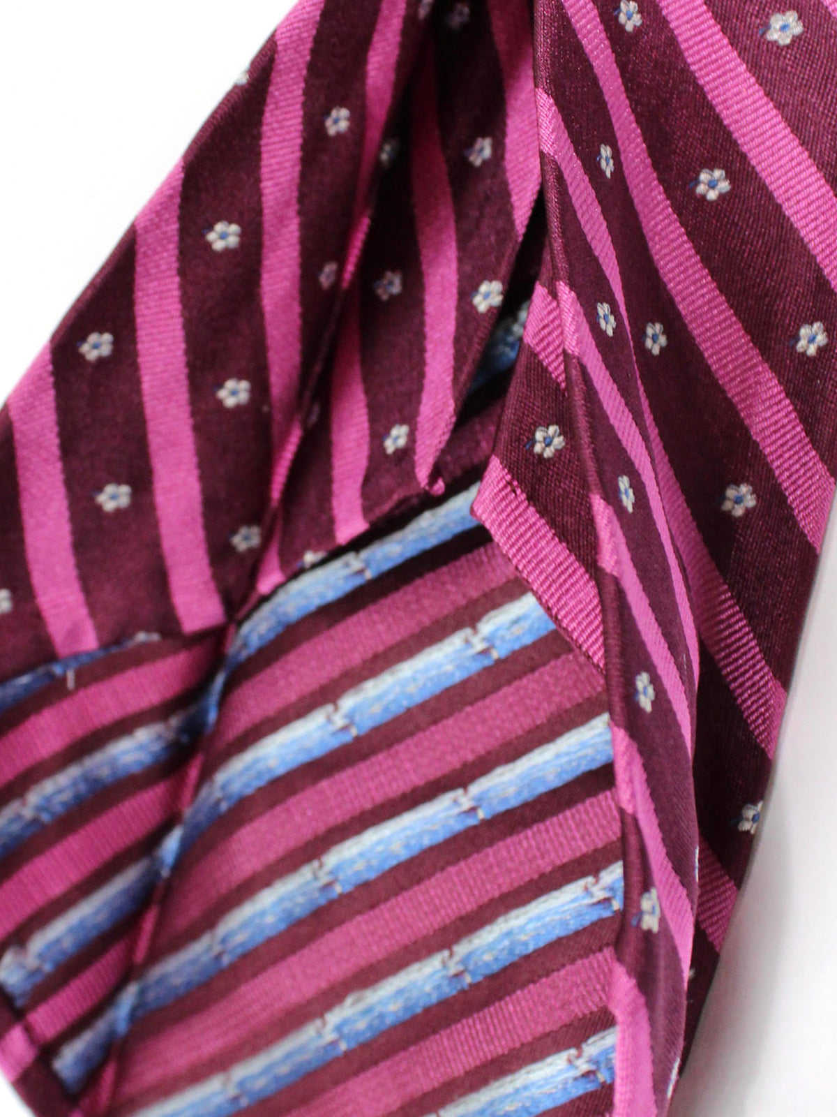 Finamore Sevenfold Tie Fuchsia Pink Stripes