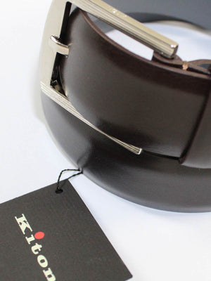 Kiton Belt Dark Brown Smooth Leather 100 / 40 SALE