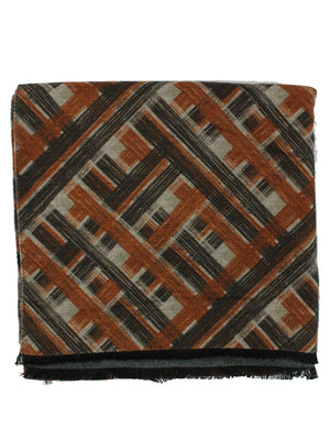 Kiton Scarf Brown Gray Black Design Silk BLACK FRIDAY SALE