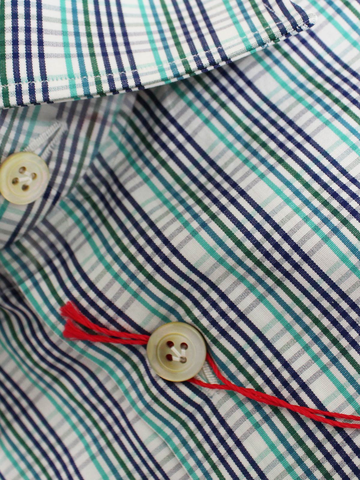 Kiton Shirt White Turquoise Green Navy