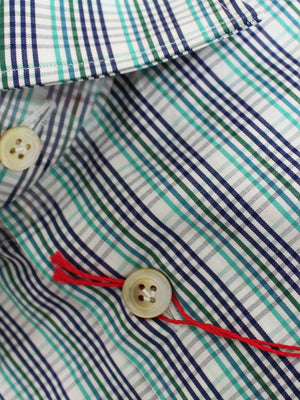 Kiton Shirt White Turquoise Green Navy