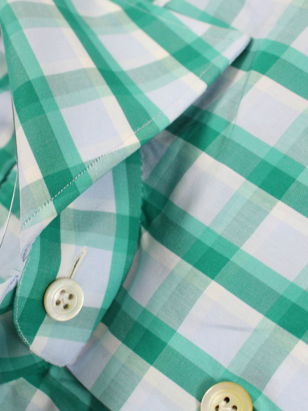 Kiton Shirt White Turquoise Green 