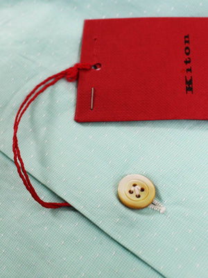 Kiton Short Sleeve Shirt Mint Green 40 - 15 3/4 REDUCED - SALE