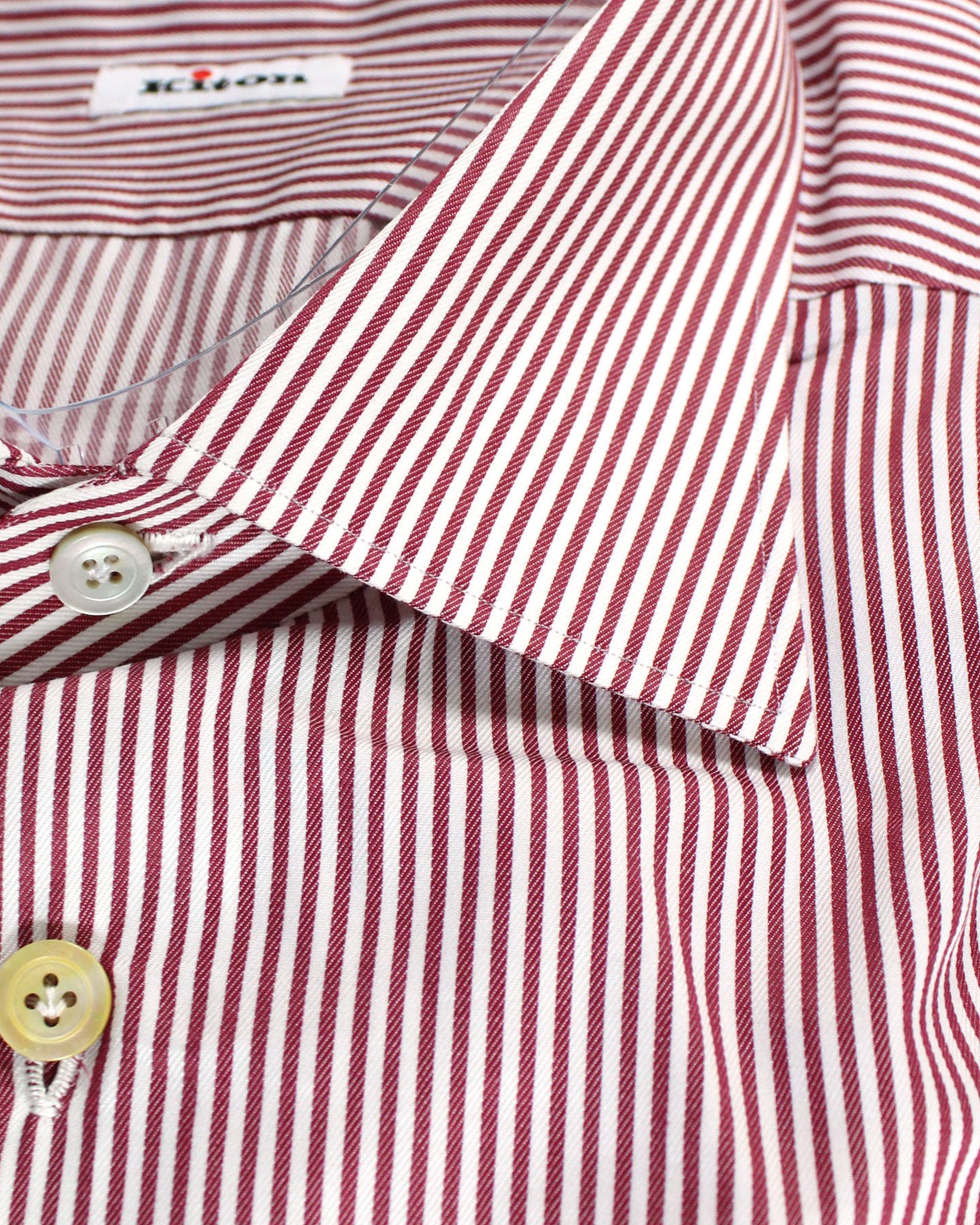 Kiton Shirt White Maroon Stripes 42 - 16 1//5