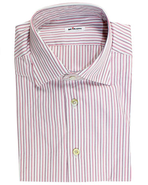 Kiton Dress Shirt White Pink Purple