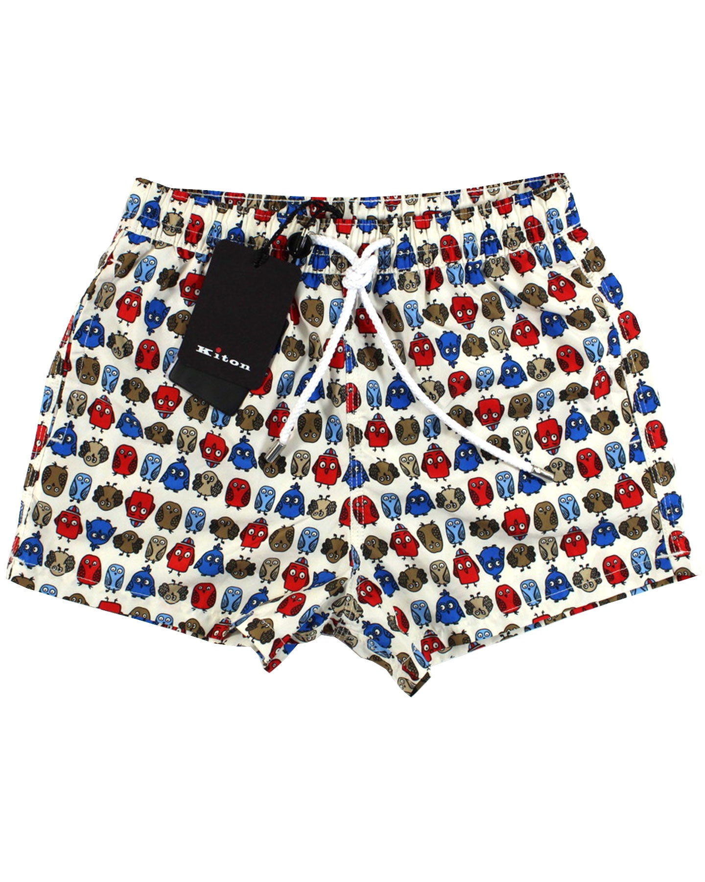 Kiton Youth Swim Shorts 6 White Multi Colored Birds