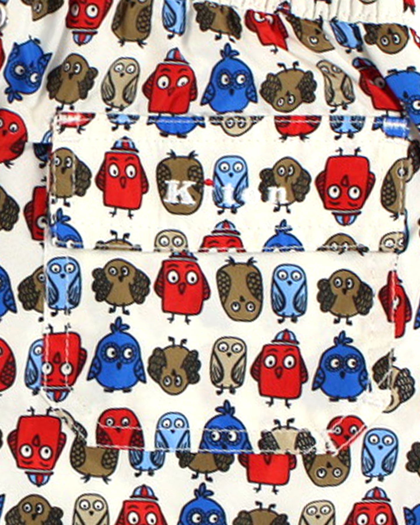 Kiton Youth Swim Shorts 6 White Multi Colored Birds