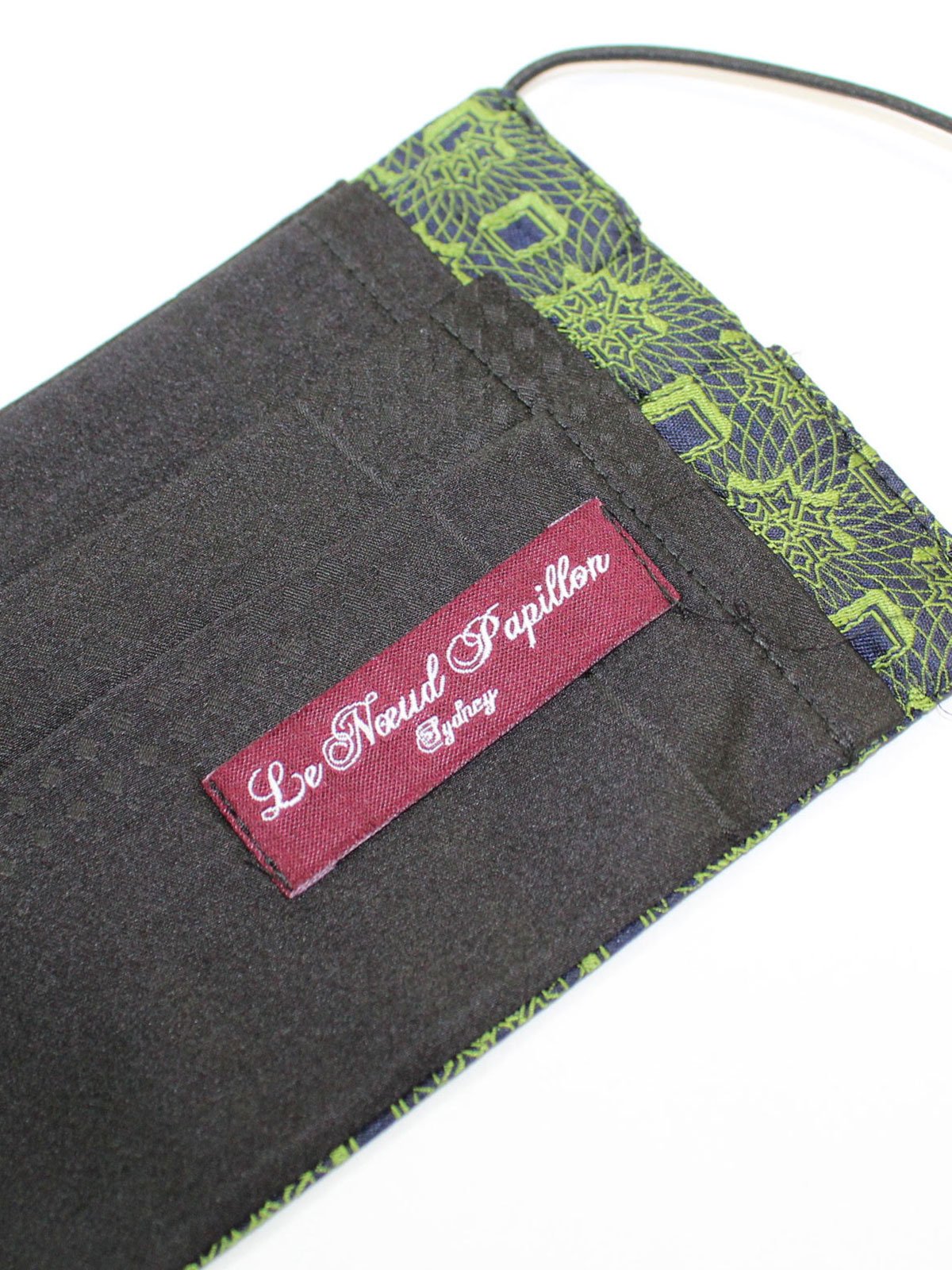 Le Noeud Papillon Silk Face Mask Lime Navy Medallion