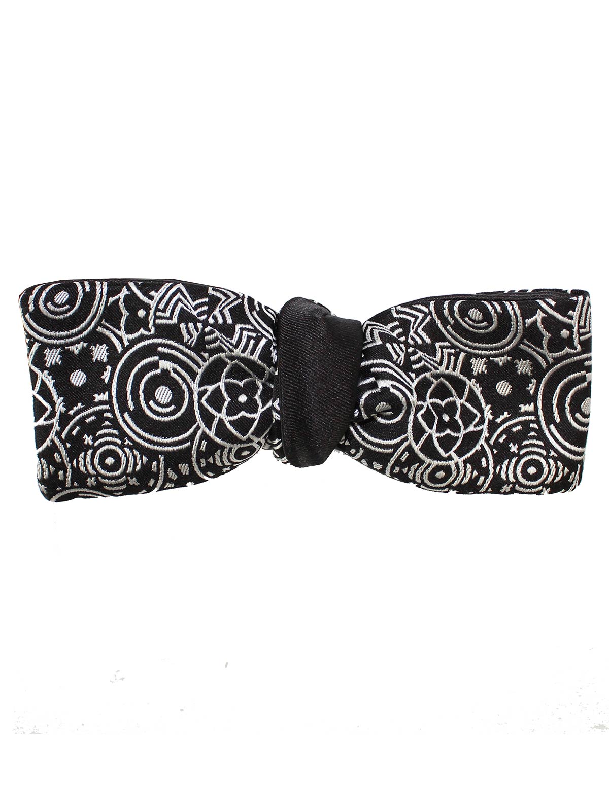 Le Noeud Papillon Skinny Bow Tie Black Silver Geometric SALE