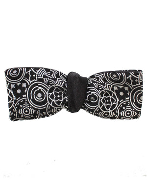 Le Noeud Papillon Skinny Bow Tie Black Silver Geometric SALE