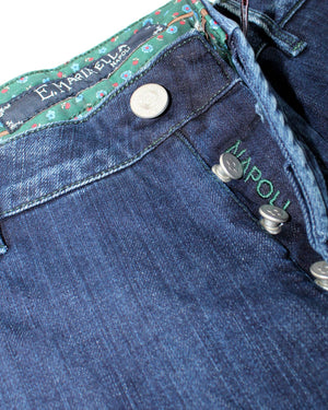E. Marinella Jeans Dark Blue Slant Pocket Denim 32 Slim Fit SALE