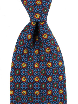 E. Marina Silk Tie Dark Blue Brown Design - Wide Necktie