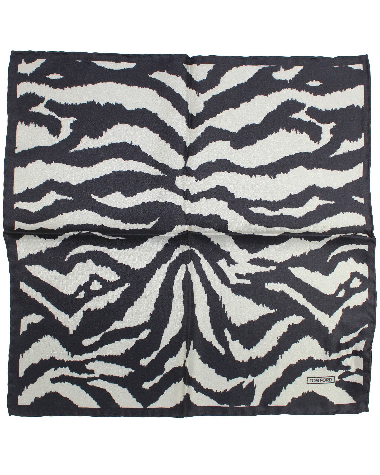 Tom Ford Pocket Square Silver Black Tiger Print
